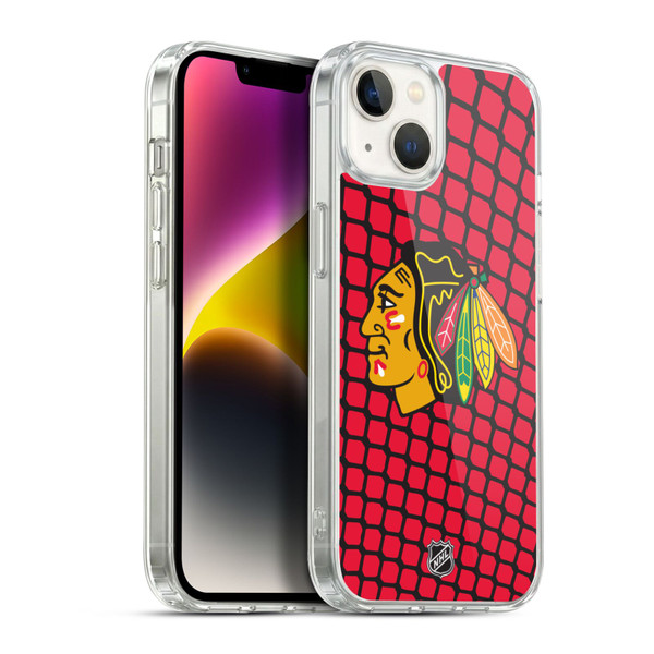 NHL Chicago Blackhawks Net Pattern Soft Gel Case for Apple iPhone 14 Plus & MagSafe