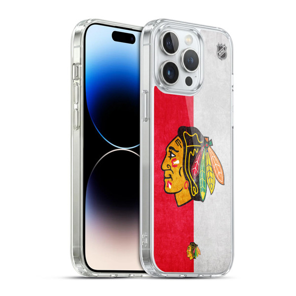 NHL Chicago Blackhawks Half Distressed Soft Gel Case for Apple iPhone 14 Pro Max & MagSafe