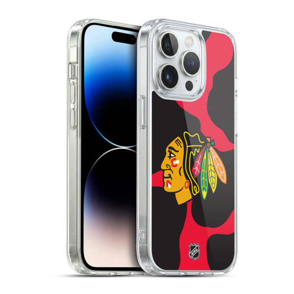 NHL Chicago Blackhawks Cow Pattern Soft Gel Case for Apple iPhone 14 Pro & MagSafe