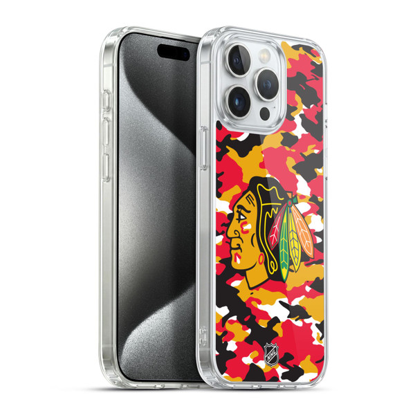 NHL Chicago Blackhawks Camouflage Soft Gel Case for Apple iPhone 15 Pro Max & MagSafe