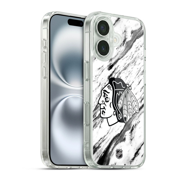 NHL Chicago Blackhawks Marble Soft Gel Case for Apple iPhone 16 & MagSafe