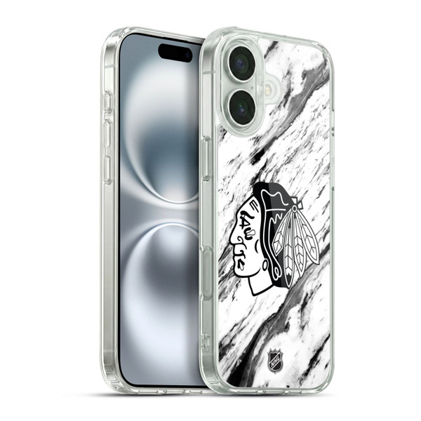 NHL Chicago Blackhawks Marble Soft Gel Case for Apple iPhone 16 Plus & MagSafe