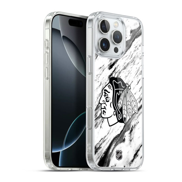 NHL Chicago Blackhawks Marble Soft Gel Case for Apple iPhone 16 Pro Max & MagSafe