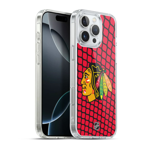 NHL Chicago Blackhawks Net Pattern Soft Gel Case for Apple iPhone 16 Pro Max & MagSafe