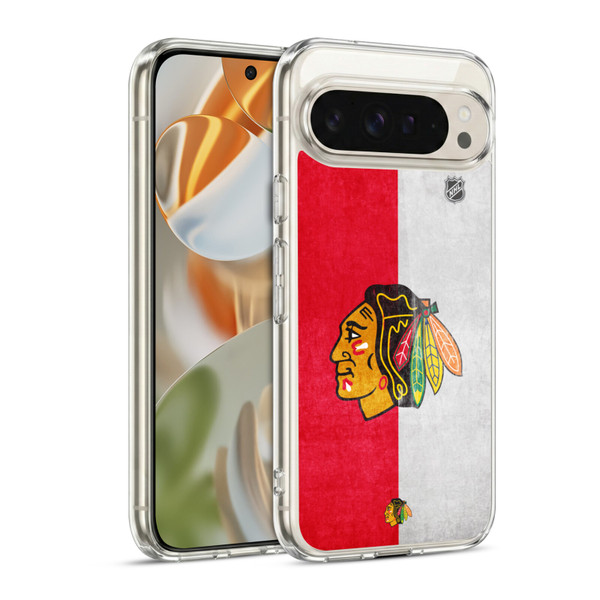 NHL Chicago Blackhawks Half Distressed Soft Gel Case for Google Pixel 9 / Pixel 9 Pro