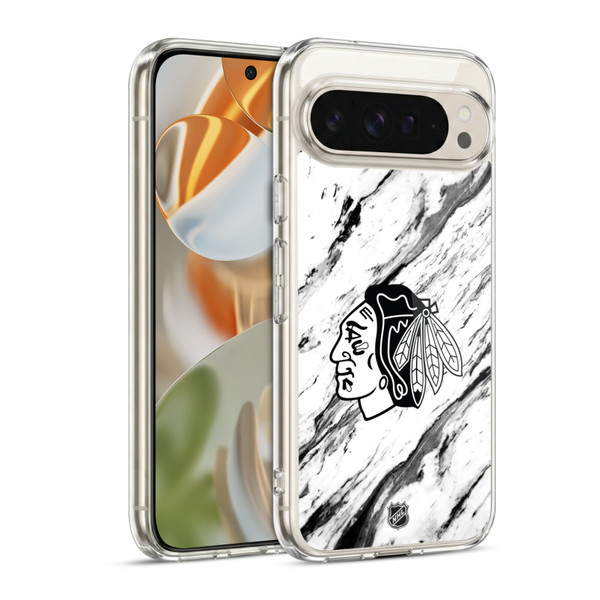 NHL Chicago Blackhawks Marble Soft Gel Case for Google Pixel 9 / Pixel 9 Pro