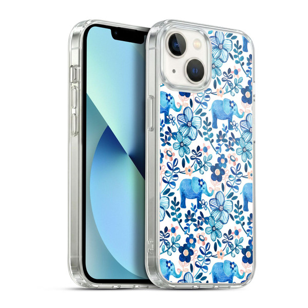 Micklyn Le Feuvre Patterns 2 Watercolour Floral Elephant Soft Gel Case for Apple iPhone 13