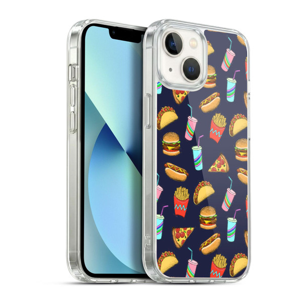 Micklyn Le Feuvre Patterns 2 Fast Food On Navy Soft Gel Case for Apple iPhone 13