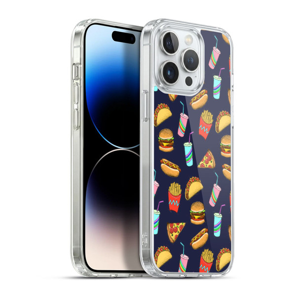 Micklyn Le Feuvre Patterns 2 Fast Food On Navy Soft Gel Case for Apple iPhone 13 Pro Max & MagSafe