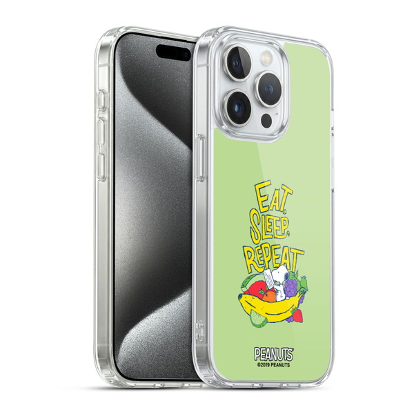 Peanuts Naturally Sweet Eat Sleep Snoopy Soft Gel Case for Apple iPhone 15 Pro & MagSafe
