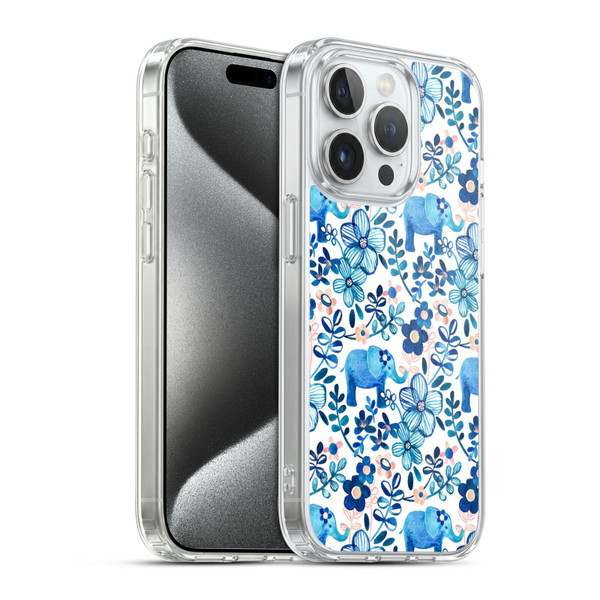 Micklyn Le Feuvre Patterns 2 Watercolour Floral Elephant Soft Gel Case for Apple iPhone 15 Pro & MagSafe