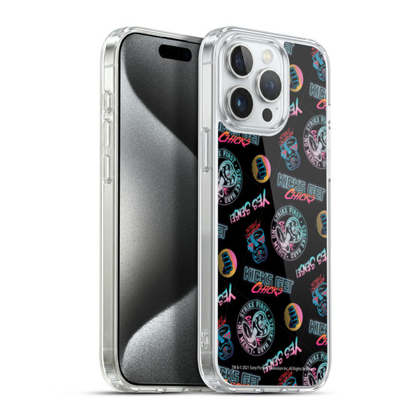 Cobra Kai Key Art Strike Hard Logo Pattern Soft Gel Case for Apple iPhone 15 Pro Max & MagSafe