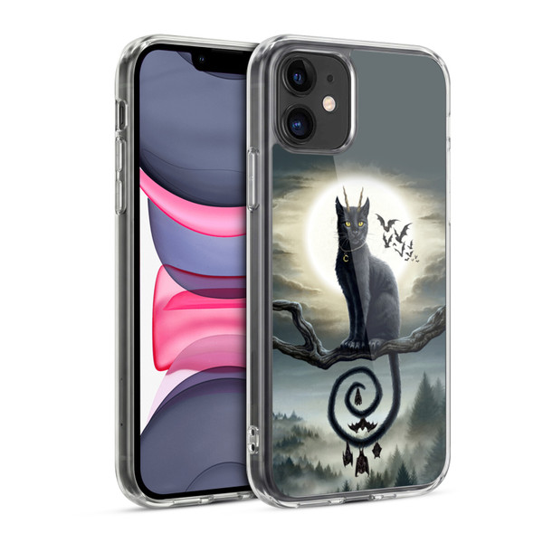 Sarah Richter Animals Gothic Black Cat & Bats Soft Gel Case for Apple iPhone 11