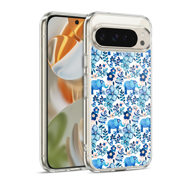 Micklyn Le Feuvre Patterns 2 Watercolour Floral Elephant Soft Gel Case for Google Pixel 9 / Pixel 9 Pro