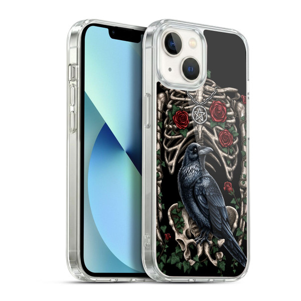 Sarah Richter Animals Gothic Black Crow & Skeleton Soft Gel Case for Apple iPhone 13
