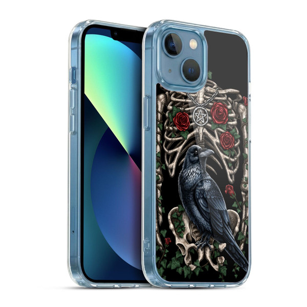 Sarah Richter Animals Gothic Black Crow & Skeleton Soft Gel Case for Apple iPhone 13 Mini & MagSafe