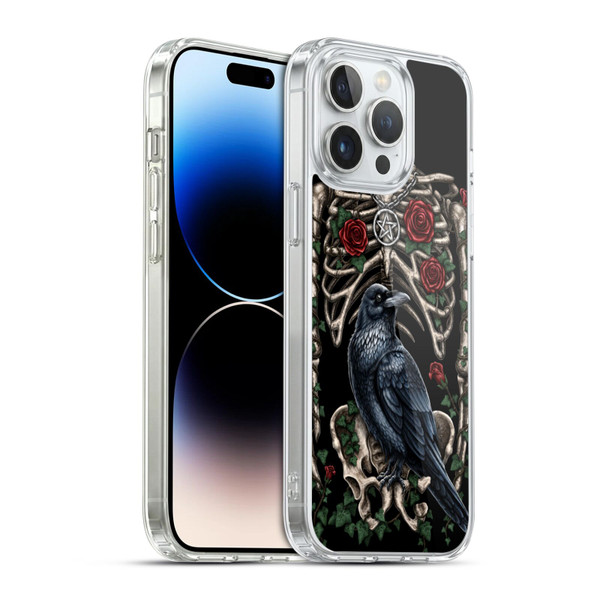 Sarah Richter Animals Gothic Black Crow & Skeleton Soft Gel Case for Apple iPhone 14 Pro Max & MagSafe