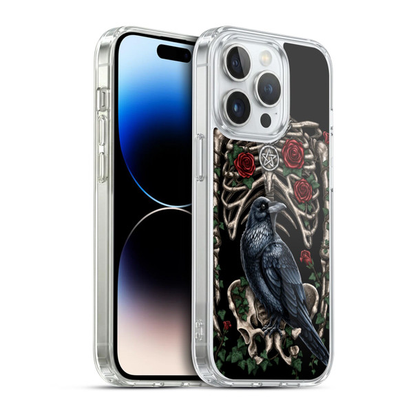 Sarah Richter Animals Gothic Black Crow & Skeleton Soft Gel Case for Apple iPhone 14 Pro & MagSafe