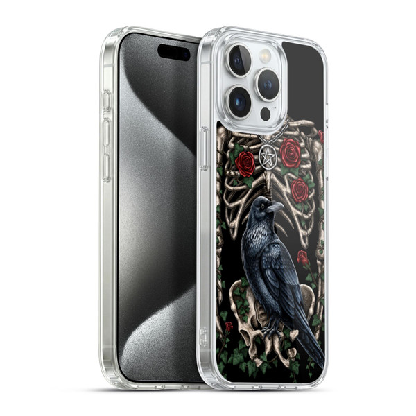 Sarah Richter Animals Gothic Black Crow & Skeleton Soft Gel Case for Apple iPhone 15 Pro Max & MagSafe