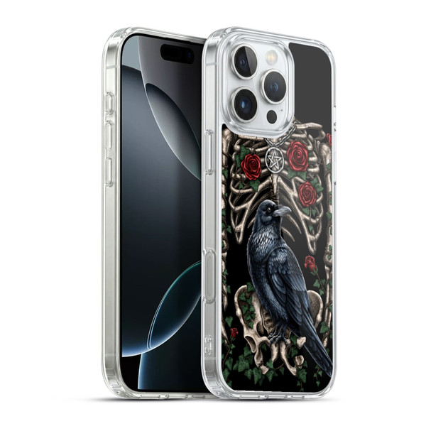 Sarah Richter Animals Gothic Black Crow & Skeleton Soft Gel Case for Apple iPhone 16 Pro Max & MagSafe