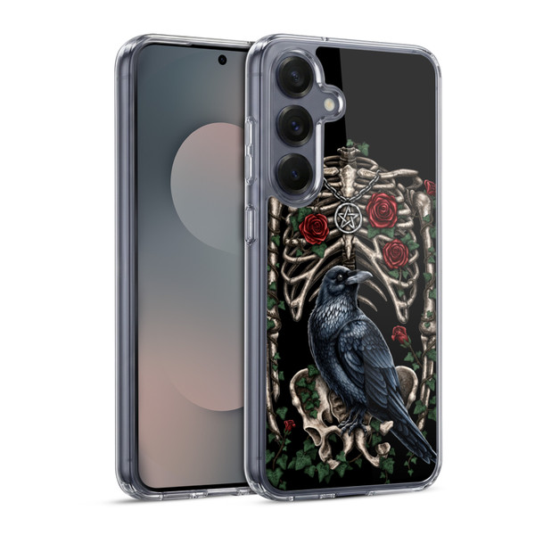 Sarah Richter Animals Gothic Black Crow & Skeleton Soft Gel Case for Samsung Galaxy S25 & MagSafe