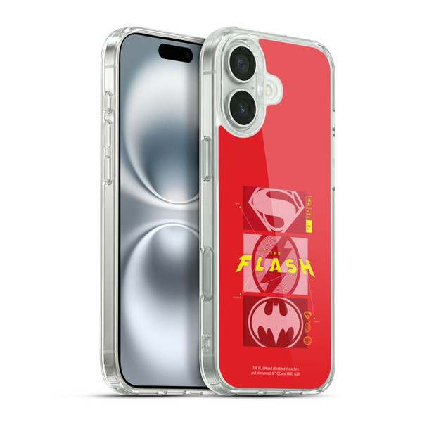 The Flash 2023 Graphics Superhero Logos Soft Gel Case for Apple iPhone 16 Plus & MagSafe