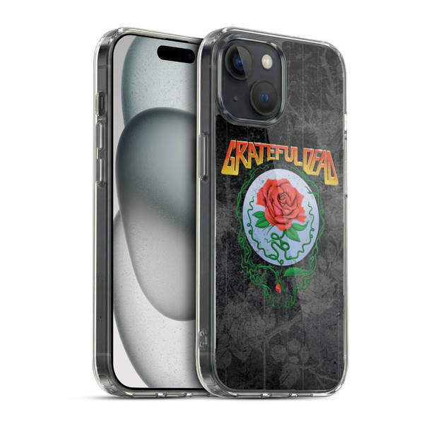 Grateful Dead Graphics Distressed Rose Soft Gel Case for Apple iPhone 15 & MagSafe