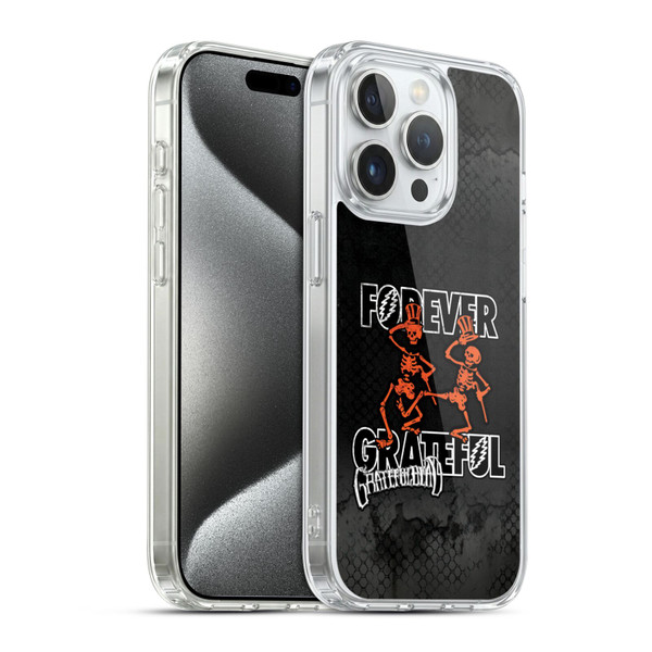 Grateful Dead Graphics Dancing Skeletons Soft Gel Case for Apple iPhone 15 Pro & MagSafe