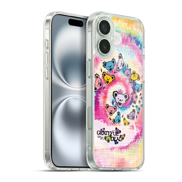 Grateful Dead Graphics Bear Tie Dye Soft Gel Case for Apple iPhone 16 Plus & MagSafe