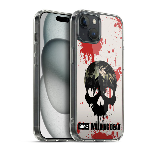 AMC The Walking Dead Silhouettes Skull Soft Gel Case for Apple iPhone 15 Plus & MagSafe