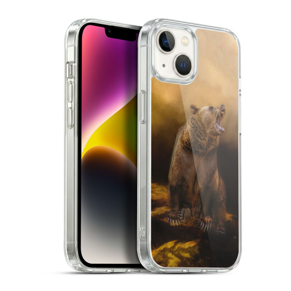 Simone Gatterwe Animals Roaring Grizzly Bear Soft Gel Case for Apple iPhone 14 Plus & MagSafe