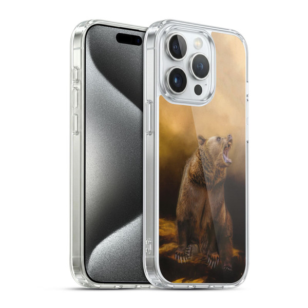 Simone Gatterwe Animals Roaring Grizzly Bear Soft Gel Case for Apple iPhone 15 Pro & MagSafe
