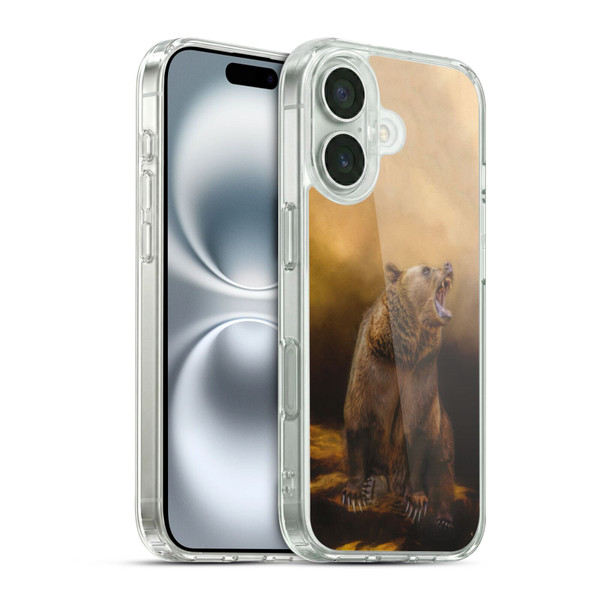 Simone Gatterwe Animals Roaring Grizzly Bear Soft Gel Case for Apple iPhone 16 & MagSafe