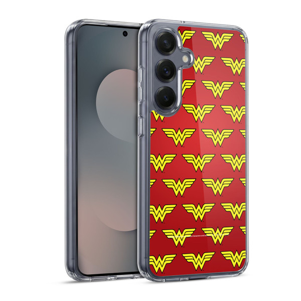 Wonder Woman DC Comics Logos Pattern Soft Gel Case for Samsung Galaxy S25 & MagSafe