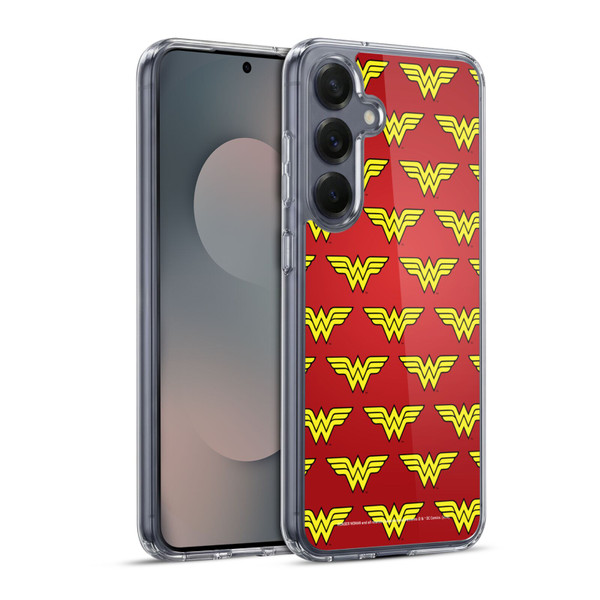 Wonder Woman DC Comics Logos Pattern Soft Gel Case for Samsung Galaxy S25+ & MagSafe