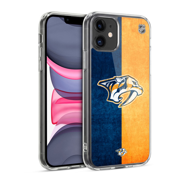 NHL Nashville Predators Half Distressed Soft Gel Case for Apple iPhone 11