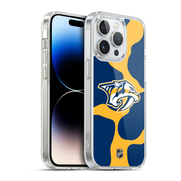 NHL Nashville Predators Cow Pattern Soft Gel Case for Apple iPhone 14 Pro & MagSafe