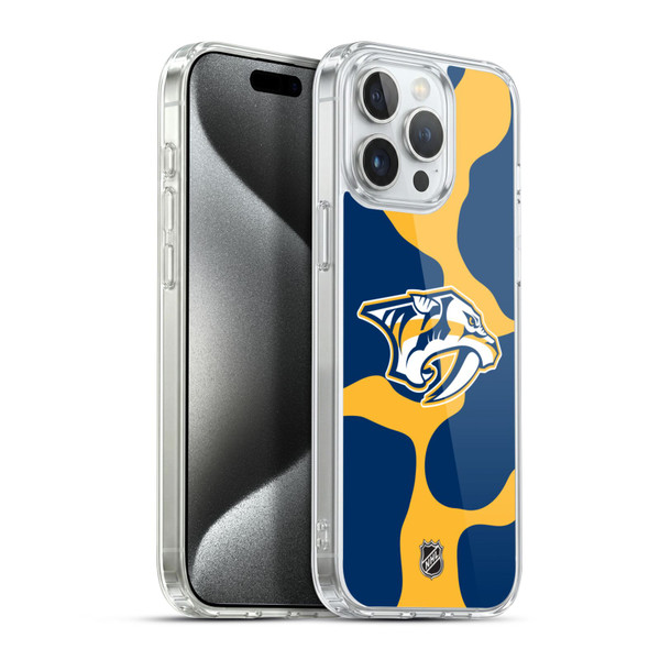 NHL Nashville Predators Cow Pattern Soft Gel Case for Apple iPhone 15 Pro Max & MagSafe