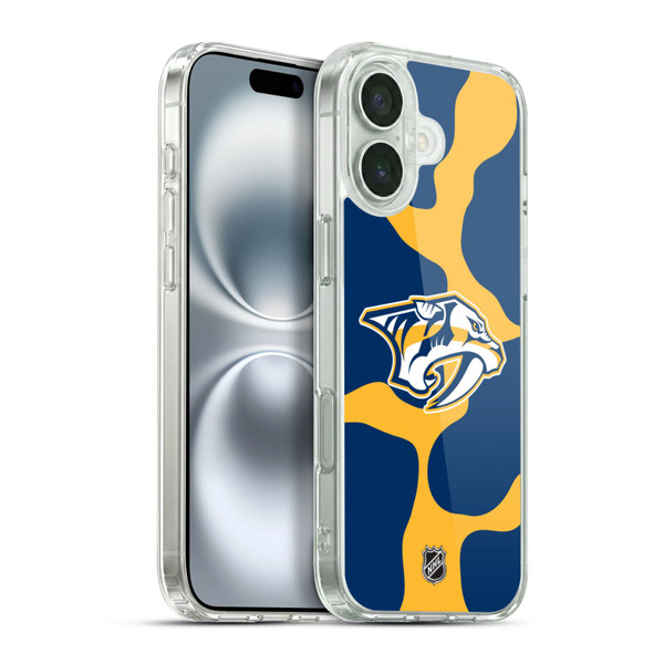 NHL Nashville Predators Cow Pattern Soft Gel Case for Apple iPhone 16 Plus & MagSafe