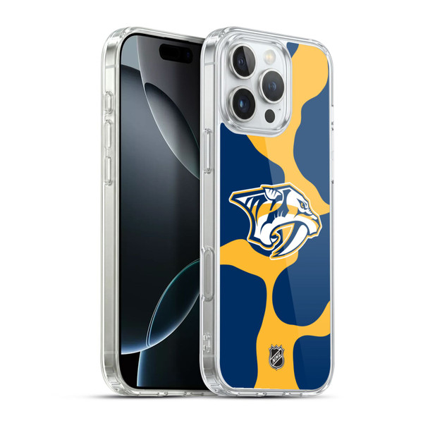 NHL Nashville Predators Cow Pattern Soft Gel Case for Apple iPhone 16 Pro Max & MagSafe
