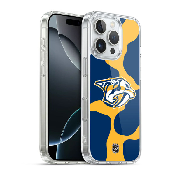 NHL Nashville Predators Cow Pattern Soft Gel Case for Apple iPhone 16 Pro & MagSafe