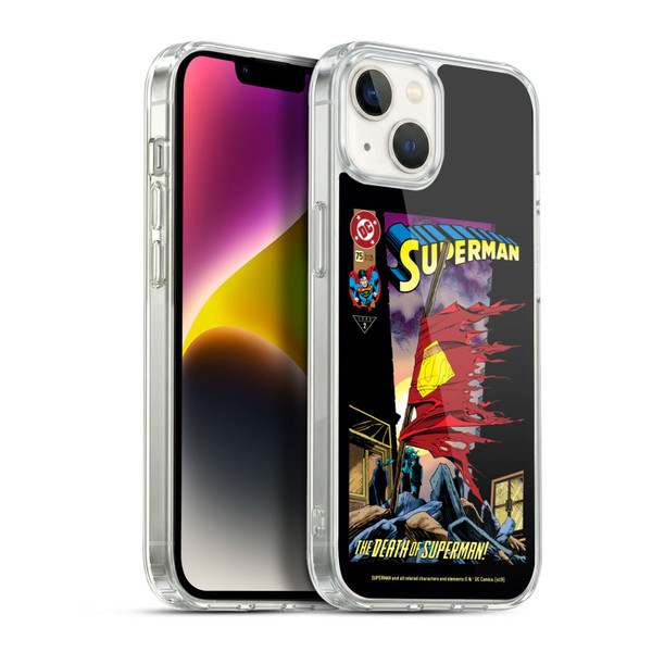 Superman DC Comics Famous Comic Book Covers Death Soft Gel Case for Apple iPhone 14 Plus & MagSafe