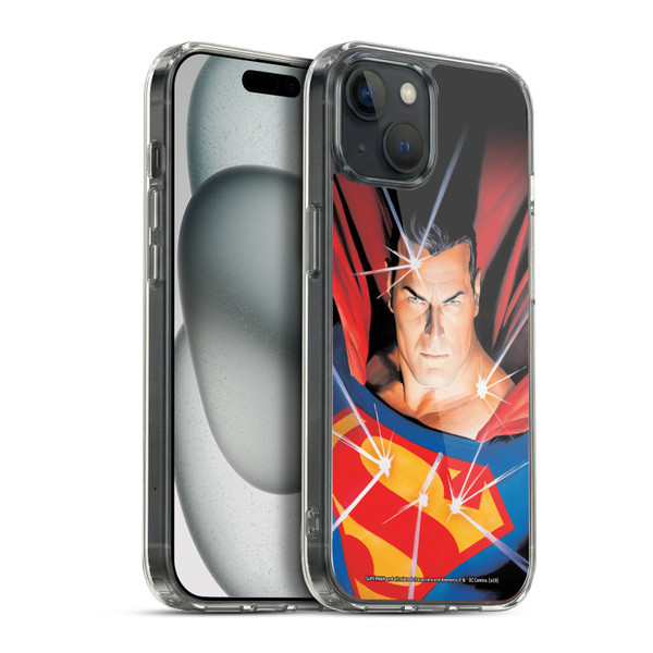 Superman DC Comics Famous Comic Book Covers Mythology Soft Gel Case for Apple iPhone 15 Plus & MagSafe