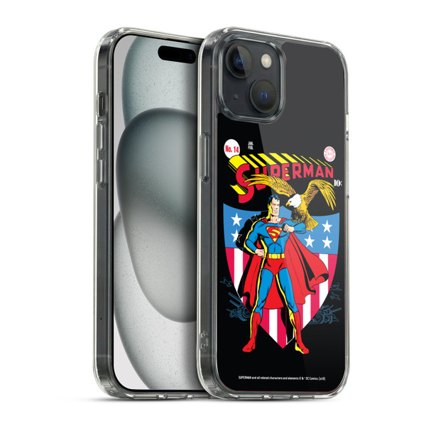 Superman DC Comics Famous Comic Book Covers Number 14 Soft Gel Case for Apple iPhone 15 Plus & MagSafe