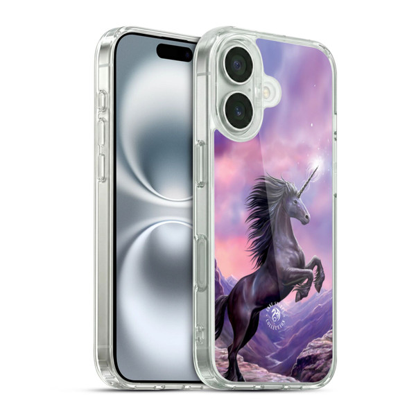 Anne Stokes Mythical Creatures Black Unicorn Soft Gel Case for Apple iPhone 16 & MagSafe