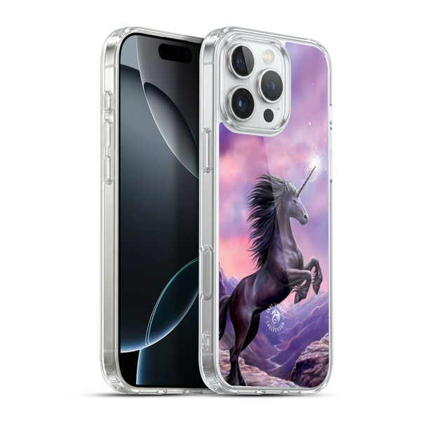 Anne Stokes Mythical Creatures Black Unicorn Soft Gel Case for Apple iPhone 16 Pro Max & MagSafe