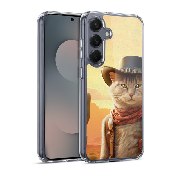 Michael David Ward Animals Kitty Cowboy Soft Gel Case for Samsung Galaxy S25 & MagSafe