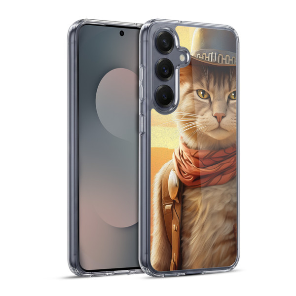 Michael David Ward Animals Kitty Cowboy Soft Gel Case for Samsung Galaxy S25+ & MagSafe