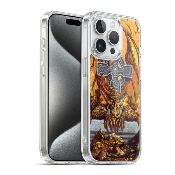 Ed Beard Jr Dragons Celtic Autumn Cross Soft Gel Case for Apple iPhone 15 Pro & MagSafe
