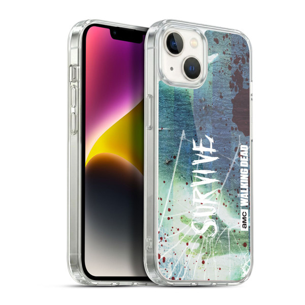 AMC The Walking Dead Typography Survive Torned Glass Soft Gel Case for Apple iPhone 14 Plus & MagSafe